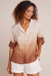 Bella Dahl Capri Button Down Style B2948-653-545 in Coconut Ombre Dye;Classic Lightweight Linen Button Down;Spring Summer Button Down Shirt; 