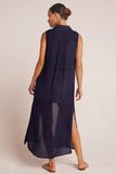 Bella Dahl Clothing Side Slit Duster Dress Style B6843-F95-302 TCNVY in Tropic Navy; 
