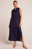 Bella Dahl Clothing Side Slit Duster Dress Style B6843-F95-302 TCNVY in Tropic Navy; 