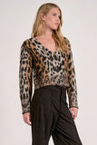 Elan Clothing Cheetah Cardigan Sweater Style SWP11515 in Brown Cheetah; Cheetah Printed Button Front Cropped fall cardigan sweater;