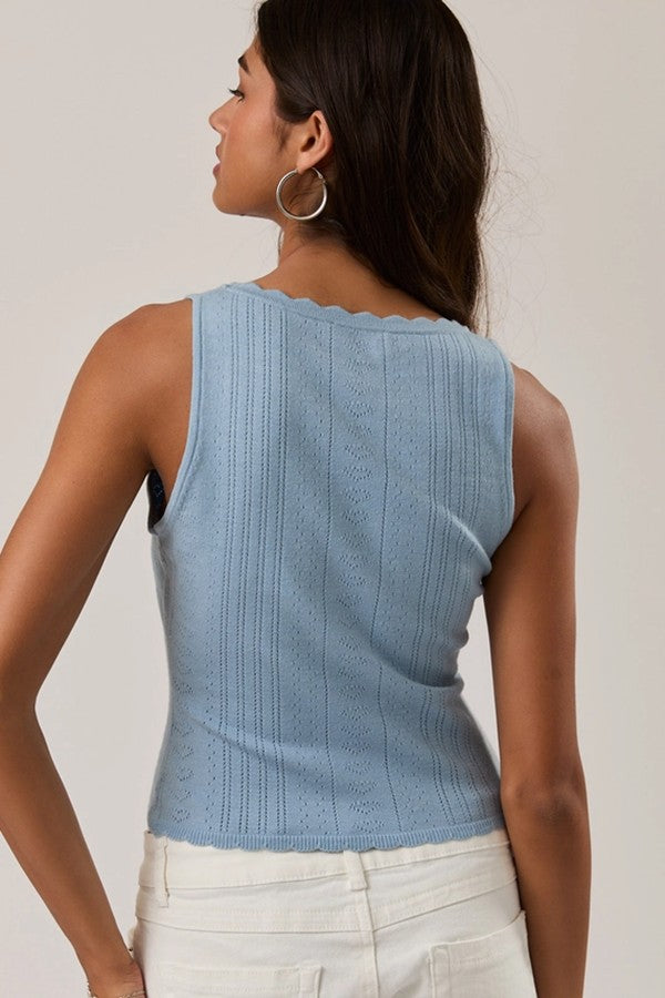 Rosette Scalloped Tank – bfree boutique