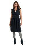 Love Token Clothing Brie Vest Style LT33-115 in Both Olive Green and in Black; Belted Knee Length Fall Vest