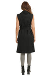 Love Token Clothing Brie Vest Style LT33-115 in Both Olive Green and in Black; Belted Knee Length Fall Vest
