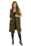 Love Token Clothing Brie Vest Style LT33-115 in Both Olive Green and in Black; Belted Knee Length Fall Vest