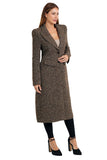 Love Token Clothing Elinor Long Coat Style LT100-240-Brn in Brown; Long Brown Tweed Fall Dress Coat