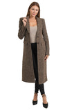 Love Token Clothing Elinor Long Coat Style LT100-240-Brn in Brown; Long Brown Tweed Fall Dress Coat