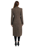 Love Token Clothing Elinor Long Coat Style LT100-240-Brn in Brown; Long Brown Tweed Fall Dress Coat