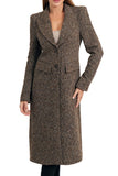 Love Token Clothing Elinor Long Coat Style LT100-240-Brn in Brown; Long Brown Tweed Fall Dress Coat