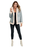 Love Token Clothing Susan Jacket Style LT91-94-DEN in Denim; Sherpa collar and trim Fall/Winter Denim Jacket