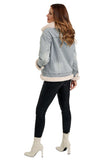 Love Token Clothing Susan Jacket Style LT91-94-DEN in Denim; Sherpa collar and trim Fall/Winter Denim Jacket