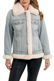Love Token Clothing Susan Jacket Style LT91-94-DEN in Denim; Sherpa collar and trim Fall/Winter Denim Jacket