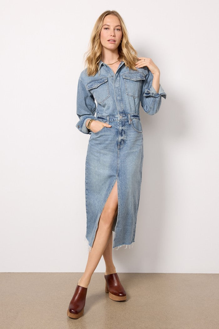 Amira Denim Midi Dress – bfree boutique