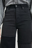 Rails LA Clothing Lore Coat Style 915A-427A-7554 in Charcoal and Mink;Color Block Fall Car Coat;Rails Fall Coat;Rails LA Clothing Getty Crop Jean Style 779-219A-7326 in Black Patchwork;Croped Fall Jeans;Cropped Patchwork Jeans;Rails Black Patchwork Jeans;