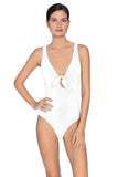 Robin Piccone Ava Knot 1pc Style 251716 Wht in White;Robin Piccone Miracle Suit;White 1pc swimsuit;
