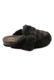 Solei Sea Aspen Slide in Bark; Faux Fur Fall/Winter Slide Slipper; indoor/Outdoor Slipper;