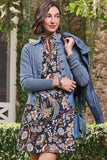 Spartina 449 Clothing Nora Half-Zip Dress w/Vegan Leather in Brown Sugar; Spartina 449 Clothing Nora Half-Zip Dress Guerard Estate Bird;