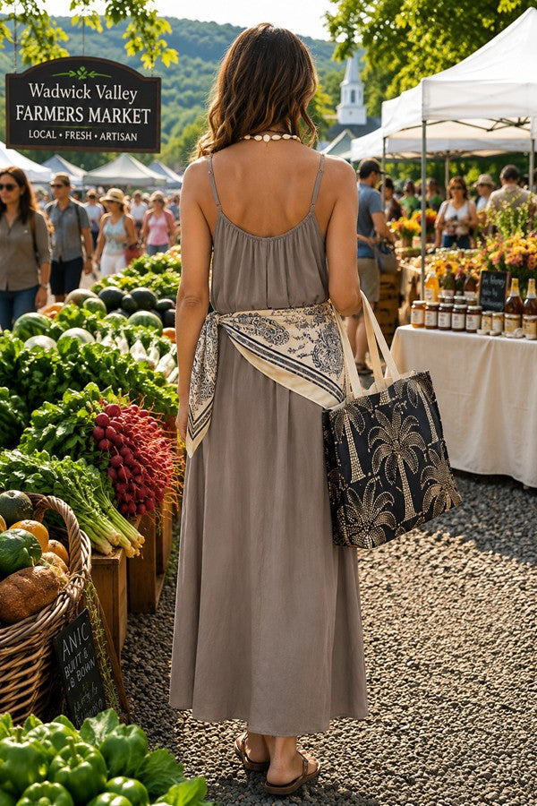 maxi dress with pom poms Pom-Pom Maxi Sleeveless Dress