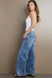 Wash Lab Denim Mamie High Rise Wide Leg Jeans Style WL1957B RELBL in Relaxed Blue; Medium Wash High Rise Wide Leg Jeans; Wash Lab Wide Leg Jeans; sexy wide leg jeans