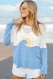 Wooden Ships Sunrise Crew Style K54CPE2W043 in Breaker White with beach sky; Beachy Sweater