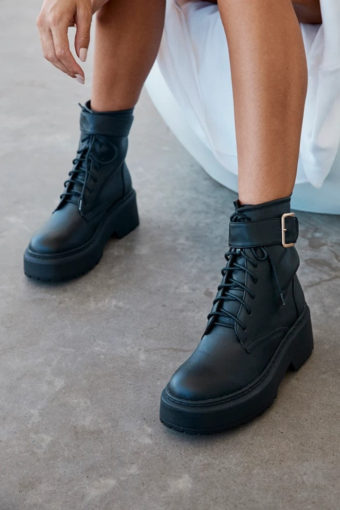 Oslo black chunky lace up boots 2025