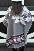 Bella Soul Clothing Pacha Reversible Poncho; Aztec Patterned Reversible Poncho; Reversible Fall Poncho