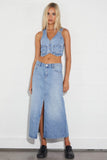 ABrand Jeans 99 Low Maxi Skirt Sylvie Style A33K03 in Light Wash;Low Rise Denim Maxi Skirt;ABrand Maxi Skirt; 