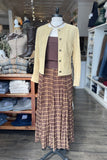 ASTR the Label Clothing Fiori Plaid Chiffon Godet Skirt style ACS9318PLD in Brown Plaid as styled at Bfree in Warwick NY 