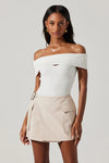 ASTR the LAbel Ainsley Fold Over Sweater Style ACT18018A in White; 