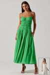 ASTR the LAbel Andrina Dress Style ACDR101679S in Both Kelly Green and White;Smocked Open  Back Dress;Smocked Spaghetti Strap Dress