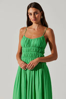 ASTR the LAbel Andrina Dress Style ACDR101679S in Both Kelly Green and White;Smocked Open  Back Dress;Smocked Spaghetti Strap Dress