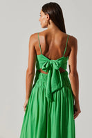 ASTR the LAbel Andrina Dress Style ACDR101679S in Both Kelly Green and White;Smocked Open  Back Dress;Smocked Spaghetti Strap Dress