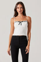 ASTR the LAbel Paiton Contrast Trim Cami Top Style ACT18737 in White; 