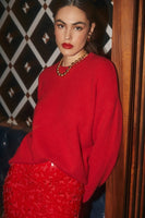 ASTR the Label Bowie Sweater Style ACT18551 in Red;Red Crew Neck Sweater; 