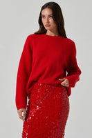 ASTR the Label Bowie Sweater Style ACT18551 in Red;Red Crew Neck Sweater; 