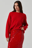 ASTR the Label Bowie Sweater Style ACT18551 in Red;Red Crew Neck Sweater; 
