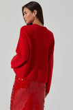 ASTR the Label Bowie Sweater Style ACT18551 in Red;Red Crew Neck Sweater; 