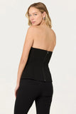 ASTR the Label Clothing Annemarie Strapless Button Detail Top Style ACT19100 in Black; Black Strapless Jeweled Button Top, Night Out Top, Party Top