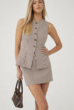 ASTR the Label Clothing Karan Vest Style ACT19353 in Brown Checker. Women's brown and white checkered button front 100% Cotton spring summer vest top.
