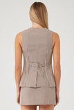 ASTR the Label Clothing Karan Vest Style ACT19353 in Brown Checker. Women's brown and white checkered button front 100% Cotton spring summer vest top.