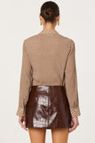 ASTR the Label Clothing Laurel Diamond Print Long Sleeve Top Style ACT17840PI in Brown Plaid; Brown Diamond Plaid Printed Blouse Top