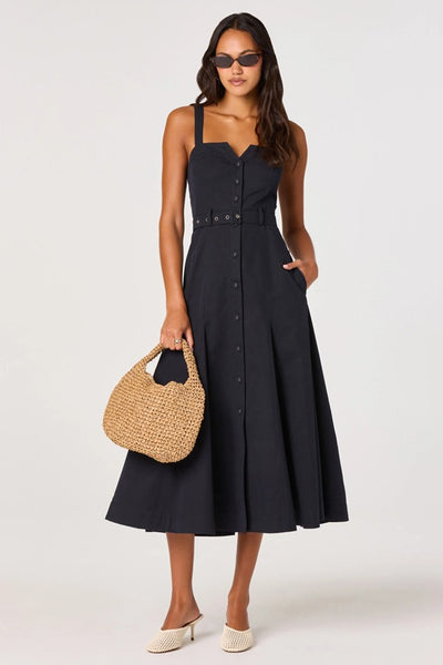 astr the label button front midi dress ASTR The Label Button-Wrap Polka Dot Midi Dress