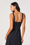 ASTR the Label Clothing Mckinley Button Front Dress Style ACDR103292 in Navy; Button Front Belted V notched square neck sprin summer midi dress