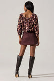 ASTR the Label Dejah Top Style ACT18967 in Brown Floral;Square Neck Top;Balloon Sleeve Top;Brown Floral Fall top; 