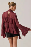 ASTR the Label Fae Tiered Ruffle Top Style ACT19002 in wine; Burgundy Red Ruffle fall blouse; 