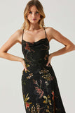 ASTR the Label Gaia Burnout Floral Midi Dress Style ACDR100133SB in Black and Orange; 