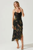 ASTR the Label Gaia Burnout Floral Midi Dress Style ACDR100133SB in Black and Orange; 