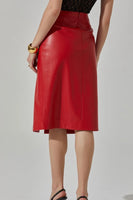 ASTR the Label Ladonne Skirt Style ACS9226 in Red;Red Faux Leather Midi Skirt; Red Faux Leather Skirt