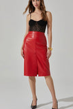 ASTR the Label Ladonne Skirt Style ACS9226 in Red;Red Faux Leather Midi Skirt; Red Faux Leather Skirt