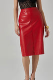 ASTR the Label Ladonne Skirt Style ACS9226 in Red;Red Faux Leather Midi Skirt; Red Faux Leather Skirt