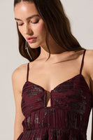 ASTR the Label Lupin Floral Pleated Maxi dress Style ACDR102562JC in Wine Floral Print; 